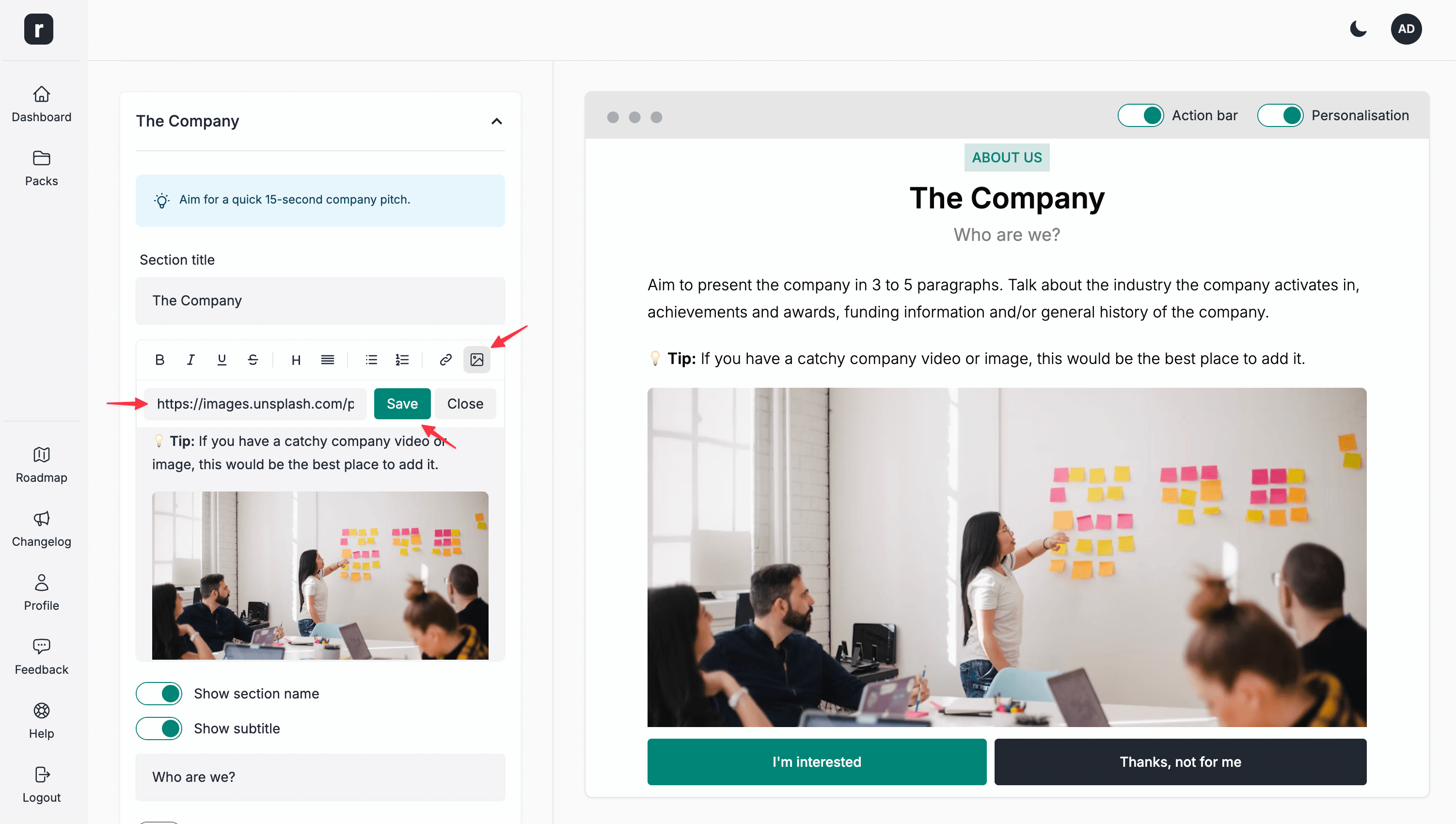 How to add an image to a candidate pack